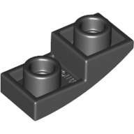 Lego destička 2x1 půl oblouku zakulacená hladká invertovaná, černá (6147050)